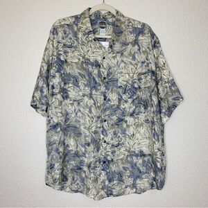 NWT Uomo by Nak 100% Silk Men’s Short Sleeves Button Down Shirt, Sz Large